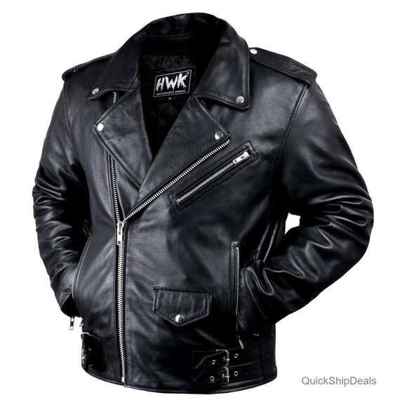 Genuine Leather Motorcycle Jacket with Removable CE Armor Men's
